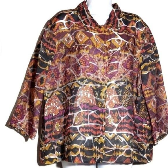 Erin Londo sheer lightweight botton down cardigan size 1X - Picture 1 of 8